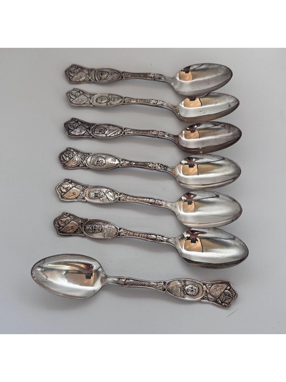 WWI 1881 Rogers A1 “Generals & Admirals” Commemorative Spoons 7pcs c.1915–1920s - Picture 2 of 6